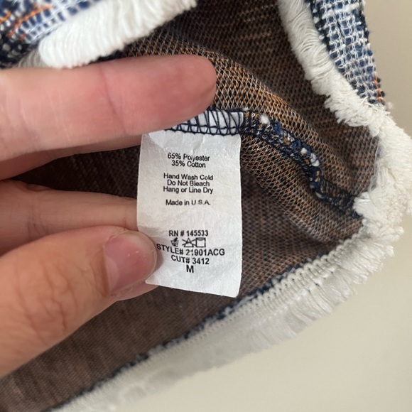 Anthropologie W5 Womens  Cary Top Size med Blue Tan Leopard Print Halter Fringe - Picture 4 of 4